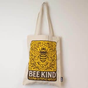 Bee Kind cotton tote bag sold by East Anglia Apiaries