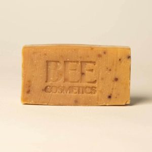 Bar of Bee Cosmetics beeswax soap sold by East Anglia Apiaries