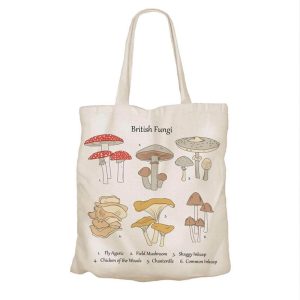 Recycled cotton British fungi tote bag sold by East Anglia Apiaries