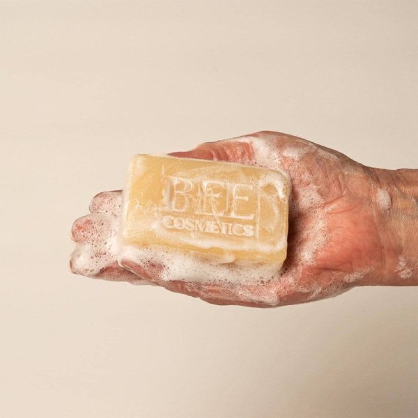 Bee Cosmetics English lavender soap being used to wash hands