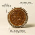 Open Bee Cosmetics honey sugar face scrub highlighting honey and calendula oil