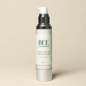 Bottle of Bee Cosmetics hydrating day moisturiser sold by East Anglia Apiaries