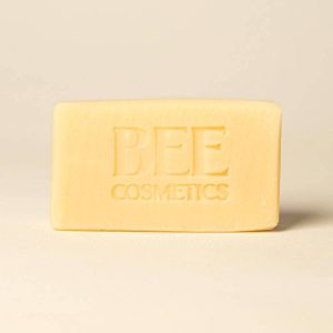 Bar of Bee Cosmetics simple beeswax soap sold by East Anglia Apiaries